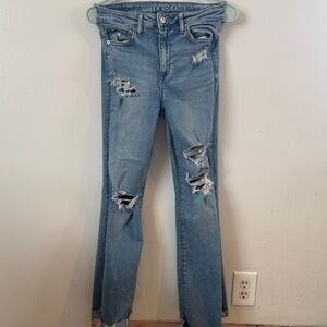 American Eagle Outfitters Women's Light Blue Flare Jeans